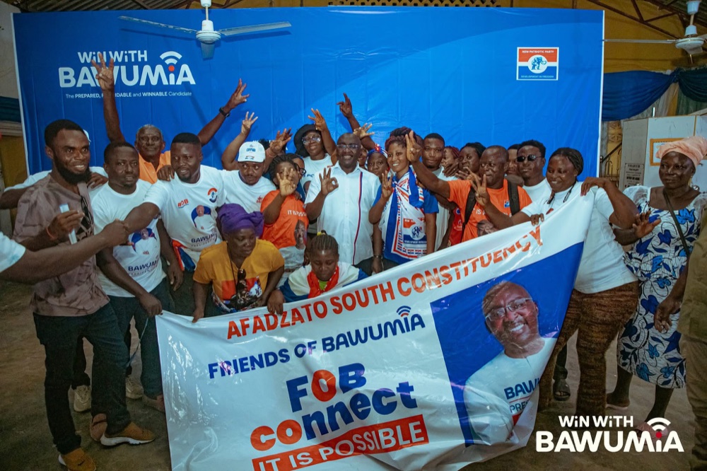 FOB members gathered behind an Afadzato South constituency banner
